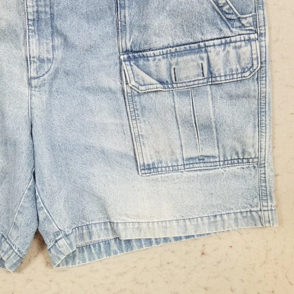 Savane Shorts Mens 40 Blue Denim Cargo 100% Cotton Elastic Waist 7 Inseam Casual